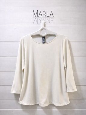 MARLA WYNNE Ivory Long Sleeve Tunic Top – Size 1X